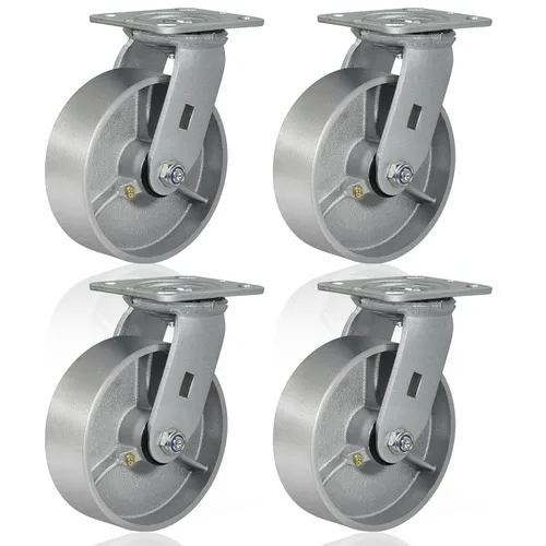 Miniatura 30 de Ruedas giratorias de 4 x 2 pulgadas, ruedas industriales resistentes, ruedas giratorias con rodamiento de rodillos - Ruedas de hierro fundido