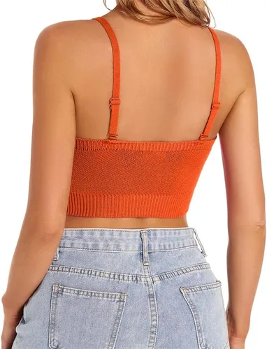 Miniatura 3 de Camiseta corta para mujer, bonita camiseta sin mangas con cuello halter, acanalado, sexy, corsé para adolescentes y niñas