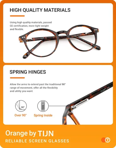 Miniatura 6 de TIJN Gafas de bloqueo de luz azul para hombres y mujeres, gafas de montura redonda gruesa vintage