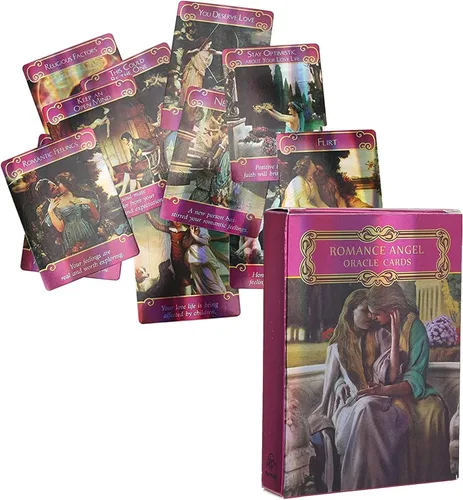 Miniatura 2 de Yitengteng Juego de cartas de tarot con holograma de ángel romántico, con bolsa, tarjetas Oracle para contar el futuro con efecto flash, tarjeta