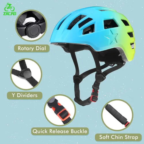 Miniatura 4 de Zacro Kids Helmet 5-14 for Boys Girls, Adjustable Lightweight Toddler Helmet with Reflective Safety Stickers, Fits Bicycle Balance Bike Scooter