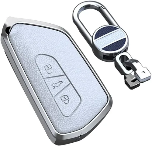 Miniatura 9 de SANRILY Funda para llavero de metal y cuero de alta calidad sin llave para VW ID.4 2020 Skoda Octavia Seat Leon MK4 Funda para llave VW Golf 8 Negro