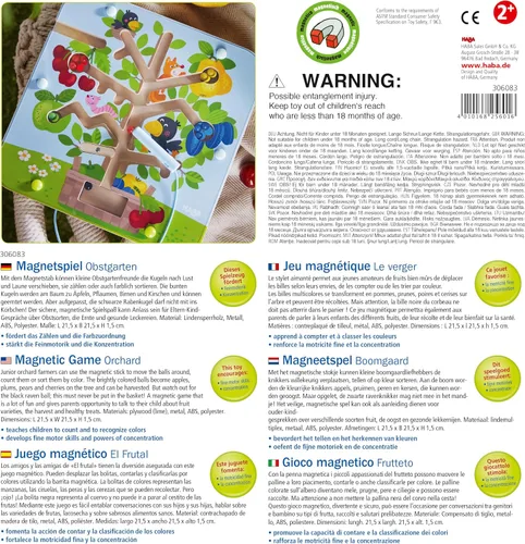 Miniatura 2 de HABA Tablero ocupado para niños de 2 a 4 años: juego de rompecabezas de laberinto magnético Orchard, juguetes de viaje para niños pequeños
