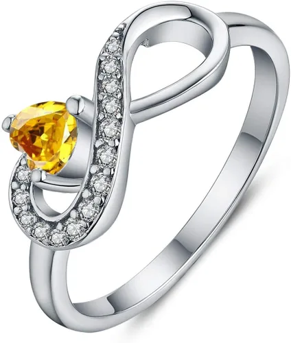 Miniatura 50 de Anillo Jo Wisdomo de compromiso. de plata esterlina, con corazón e infinito, anillo de amistad, para ella