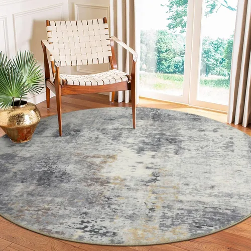 Miniatura 23 de Lahome Alfombra redonda moderna abstracta de 3 pies, color azul, lavable, de 3 x 3 pies, para cocina, entrada, suave, pequeña, antideslizante