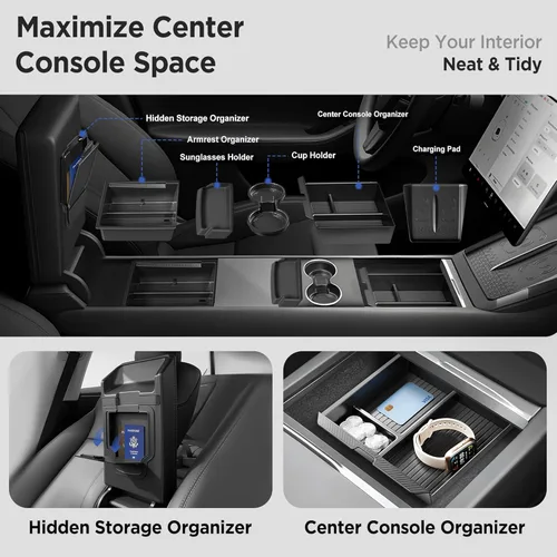 Miniatura 3 de Bandeja Organizadora de Consola Central para Tesla Model Y Accesorios Juniper 2025 2026/Para Tesla Model 3 Highland Accesorios 2024 2025 2026