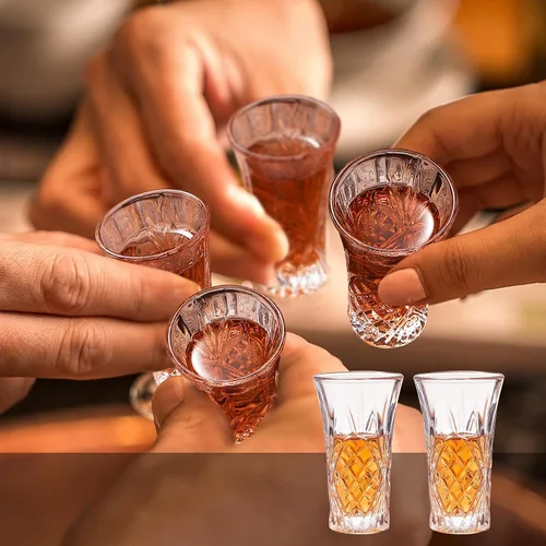 Miniatura 8 de Paquete de 6 vasos de chupito a granel con base pesada de 2 onzas pequeñas vasos de chupito para vodka, whisky, tequila, expreso, juego de licor