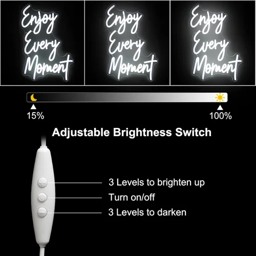Miniatura 6 de Disfruta Cada Momento Letreros de Neón para Pared Letras de Neón Blancas Luces LED Letrero de Letras Dimmable Luces Iluminadas para Dormitorio Bar