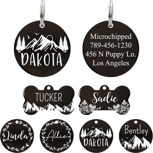 Miniatura 32 de Ultra Joys - Etiquetas de identificación de mascotas de acero inoxidable - Grabado personalizado en la parte delantera y trasera, etiquetas