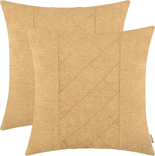 Miniatura 13 de BRAWARM Fundas de almohada 40x40 cm - Paquete de 2 fundas de almohada de chenilla negra, fundas de almohada de chenilla suave teñida sólida