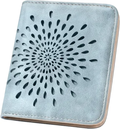 Miniatura 12 de APHISON Billetera pequeña delgada para mujeres y hombres, cartera RFID para mujer, diseño de girasol, de piel con girasol, tarjetero para tarjetas