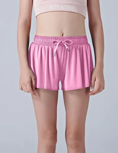 Miniatura 32 de Paquete de 3 pantalones cortos fluidos para niñas con forro de elastano, 2 en 1, faldas de mariposa para jóvenes, para fitness, correr, deportes
