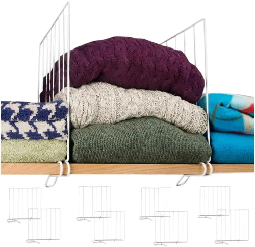 Miniatura 7 de Evelots Separadores de estantes para estantes de madera, paquete de 8 organizadores de armario y almacenamiento para ropa, bolso, despensa