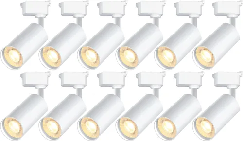 Miniatura 14 de Cabezales de iluminación de riel tipo H regulables blancos (sin rieles de riel), 6 piezas iluminadas 3000 K blanco cálido 20 W 2400 lm