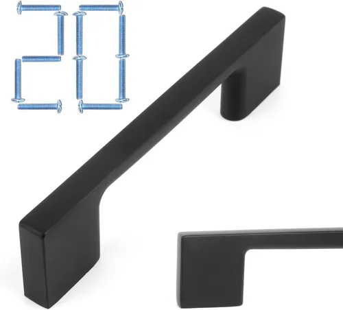 Miniatura 28 de KOOFIZO Paquete de 10 pomos negros para gabinete, pomos negros mate para cajones, K03, tiradores cuadrados de un solo agujero para gabinetes