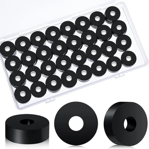 Miniatura 9 de Arandelas de goma gruesa de 3/4 pulgadas de diámetro exterior x 1/4 de diámetro interior x 1/4 de pulgada de grosor, buje de goma negra, arandelas