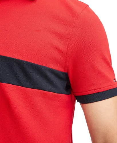 Miniatura 3 de Tommy Hilfiger Polo de manga corta de algodón con estampado de bandera de piqué para hombre en ajuste regular