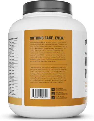 Miniatura 9 de Levels - Concentrado de proteína de suero de leche de ganado alimentado con pasto, sin ingredientes artificiales, 0.85 oz de proteína, vainilla