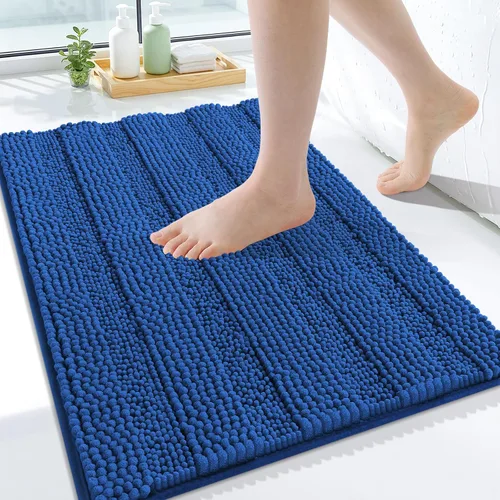 Miniatura 121 de Grandaily Alfombras de baño de felpilla a rayas de 24 x 16 pulgadas, extra gruesas y suaves, absorbentes, parte trasera de goma, alfombra de ducha