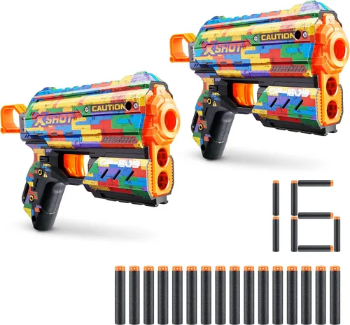 Miniatura 5 de XSHOT Skins Flux Blaster con 16 dardos – Beast Out Skin (paquete de 2) por ZURU, fácil recarga, tecnología de dardos de bolsillo de aire, pistola