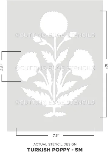 Miniatura 4 de Cutting Edge Stencils Plantilla de pared de amapola turca para pintar - Plantilla floral grande reutilizable para arte de pared de bricolaje