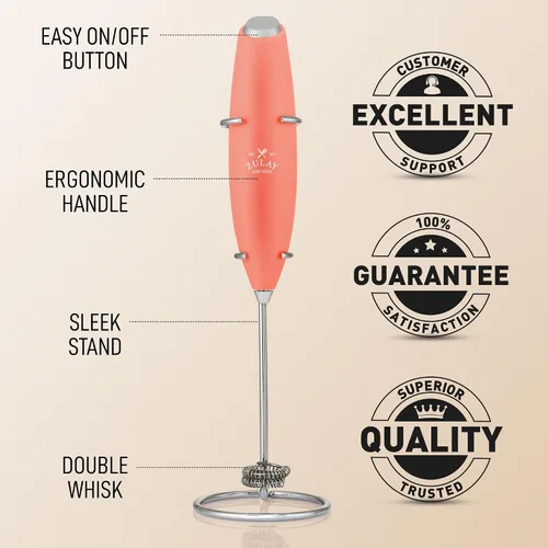 Miniatura 395 de Zulay Milk Boss Espumador de leche potente manual, hace espuma para latte, batidor para mezclar bebidas, café, miniespumador para capuchino, frappé