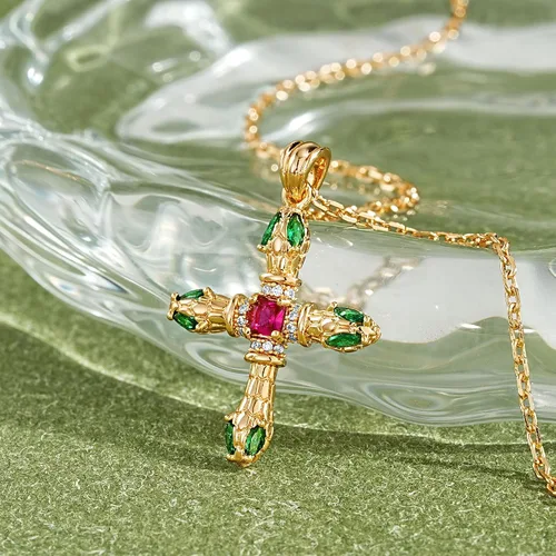Miniatura 190 de Fettero - Collar con dije de cruz de fe, chapado en oro de 14 K, cadena fina, minimalista, simple, pequeña, para oración, regalo de joyería religiosa