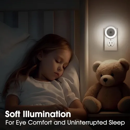Miniatura 6 de Luces nocturnas enchufables, paquete de 2, luz nocturna LED con sensor para niños, bebé, baño, escalera, pasillo, color blanco frío