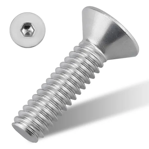 Miniatura 12 de Tornillos de cabeza avellanada plana 1/4-20 x 1, cobertura completa de rosca de máquina, unidad hexagonal Allen, acero inoxidable 304 18-8 SS, 25