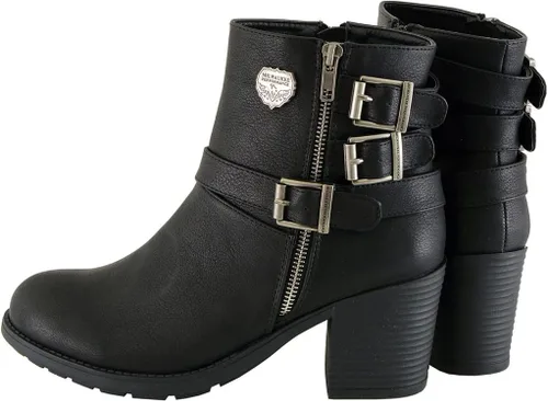 Miniatura 5 de Milwaukee MBL9405 - Botas cortas de cuero para mujer, con cremallera lateral y triple hebilla de ajuste