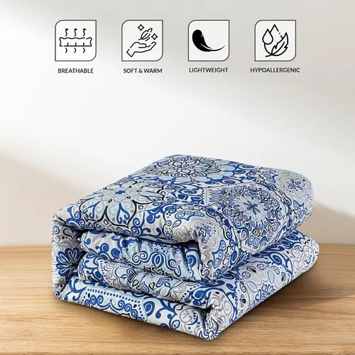 Miniatura 4 de Juego de colcha reversible LUX Décor de 4 piezas para cama individual, juego de ropa de cama impresa, microfibra en una bolsa, incluye 1 edredón, 1