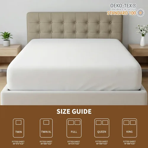 Miniatura 6 de HBHLFZ Sábana Bajera Ajustable King Solamente, Sábana Bajera Suave y Transpirable - 78"x80" Sábana Bajera Ajustable King Size con Bolsillos Blanco