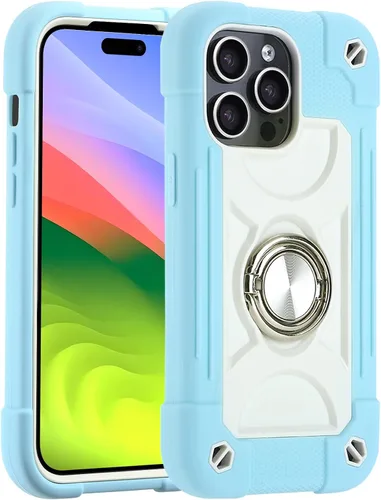 Miniatura 31 de MARKILL Funda compatible con iPhone 15 de 6.1 pulgadas con soporte integrado, [grado militar resistente de cuerpo completo] protección contra Rosa