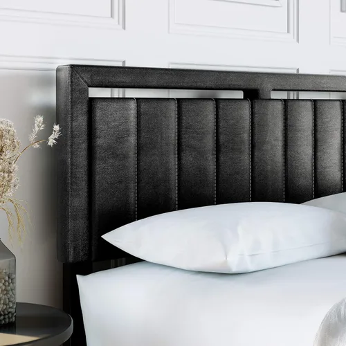 Miniatura 5 de Boyd Sleep Beaumont - Cama de plataforma tapizada con cabecero, base de colchón con 14 soportes de listones de madera, no requiere somier, piel