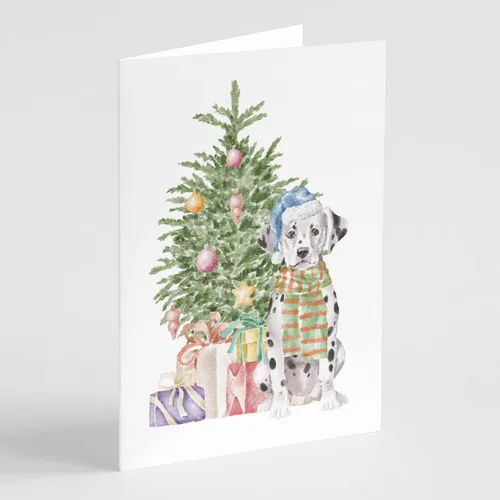 Miniatura 48 de Caroline's Treasures CK8213GCA7P Bulldog, Bulldog Inglés #2 - Tarjetas de felicitación y sobres de árbol de Navidad, paquete de 8 tarjetas en blanco