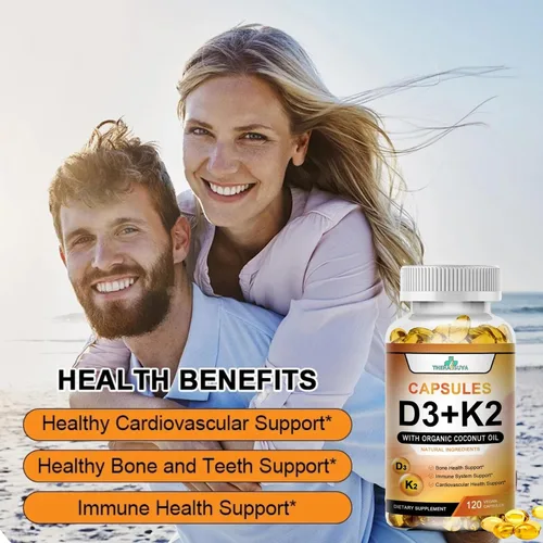 Miniatura 5 de TheraSuva Vitamina D3 de alta potencia 5,000 UI + K2 - Vegana, sin OMG, con aceite de coco orgánico para una mejor absorción - Soporte óseo