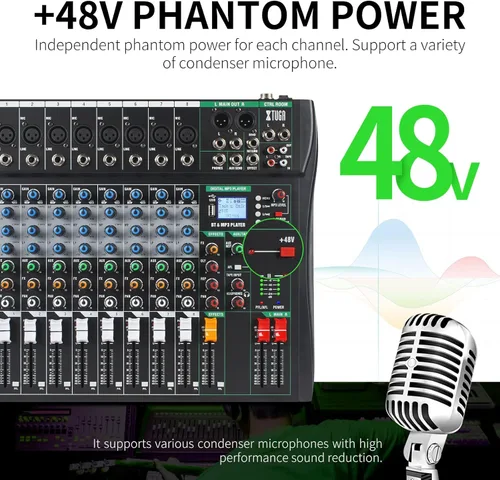 Miniatura 5 de Mezclador de Audio XTUGA, Consola de Mezcla de 8 Canales, Interfaz de Audio, Consola de Mezcla para DJ, Podcast, Estudio, Karaoke, Equipo