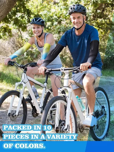 Miniatura 35 de 10 pares de mangas de protección solar UV brazo mangas de enfriamiento antideslizante compresión deportes poliéster Ciclismo cubiertas