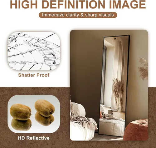 Miniatura 3 de Delma - Espejo de pared de longitud completa, espejo de pie de cuerpo completo, espejo grande de piso para pared, puerta, dormitorio, baño, sala