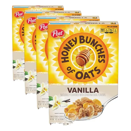 Miniatura 9 de Post Honey Bunches of Oats Cereal de desayuno de vainilla, cereal de vainilla con racimos de avena y granola, caja de 18 onzas (paquete de 2)