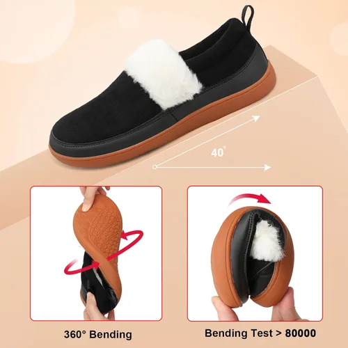 Miniatura 4 de Scurtain Pantuflas tipo mocasín para mujer, cómodas y cómodas botas de invierno con suela de goma cómoda