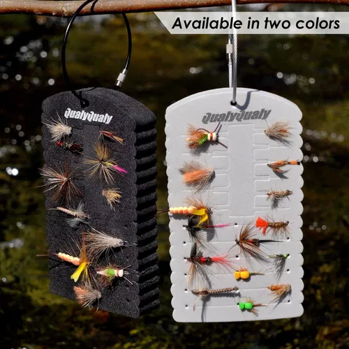 Miniatura 6 de QualyQualy Parche para moscas, paquete de 2 goteros, tarjeta de espuma ligera, accesorios de pesca con mosca para moscas y serpentinas Negro
