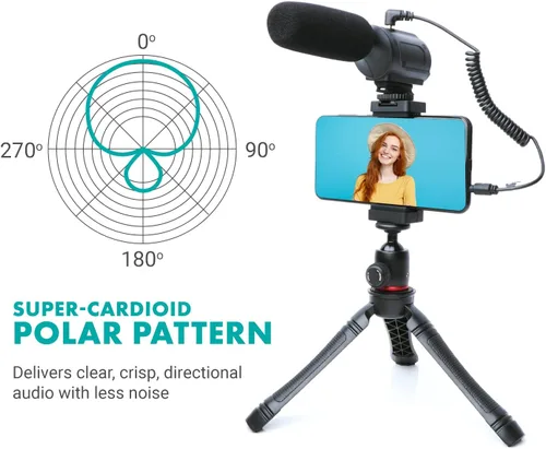 Miniatura 5 de Movo uVlogger - Kit de vlogging compatible con Android/USB-C Accesorios para smartphones: trípode, montaje, luz LED y micrófono de escopeta