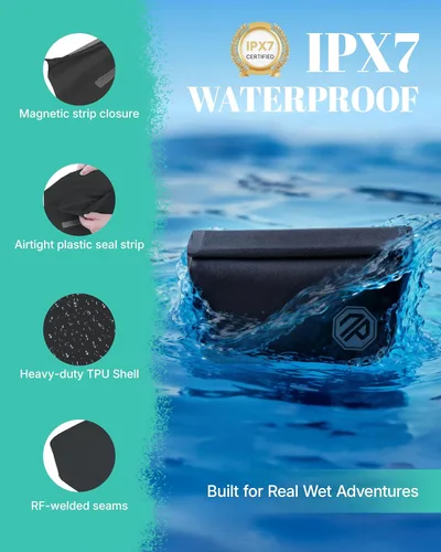 Miniatura 3 de niphean Riñonera impermeable IPX7 con cierre magnético con una sola mano, bolsa seca impermeable duradera, para kayak, remo, artículos esenciales
