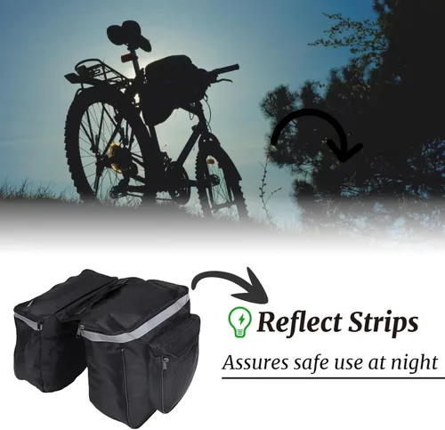 Miniatura 2 de Bolsas de sillín de 25L para bicicleta, bolsa de portaequipajes trasera de bicicleta con ribete reflectante, alforjas de bicicleta con ganchos