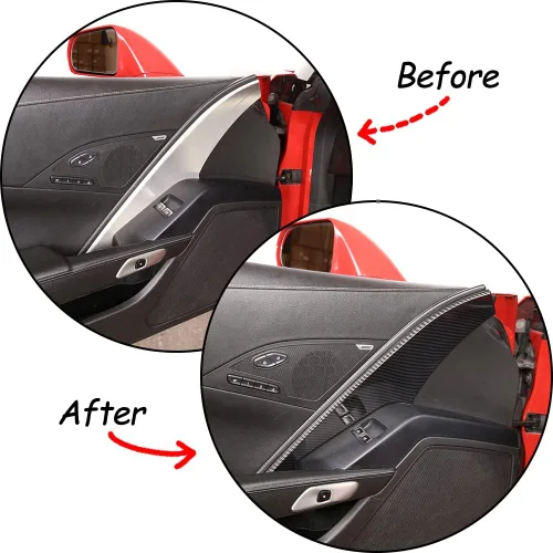 Miniatura 2 de TINKI Se adapta a 2014-2019 C7 Corvette Panel de puerta interior Molding Trim Cubierta de puerta Adhesivo interior para Chevrolet Corvette C7 2014