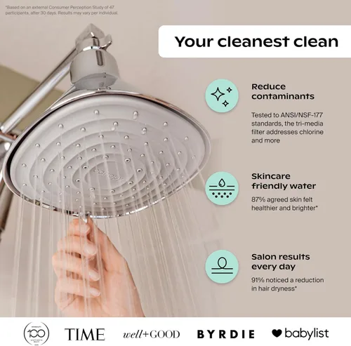 Miniatura 3 de Cabezal de Ducha Filtrado Canopy - Filtro de Cabezal de Ducha de Alta Presión para Agua Dura - Filtro de Ducha para Eliminar Impurezas para un Cuero