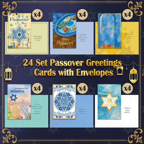 Miniatura 5 de 24 juegos de tarjetas de felicitación de Pascua con sobres, tarjetas de felicitación de Pascua, tarjetas de pesaj, regalos de vacaciones judías