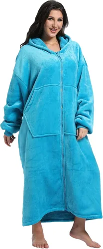 Miniatura 30 de FUSSEDA - Sudadera con manta portátil de gran tamaño, forro polar cálido y grueso con capucha sherpa acogedora con bolsillos y mangas. Regalo