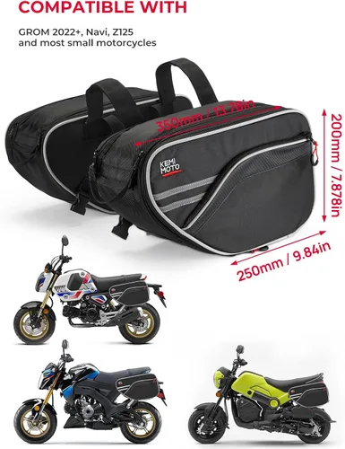 Miniatura 7 de KEMIMOTO Alforjas expandibles para motocicleta, 24-30L (15L*2) Ajuste para Mini Motocicleta Scooter Sport Bike Dual Sport ADV160 Ruckus Grom Navi